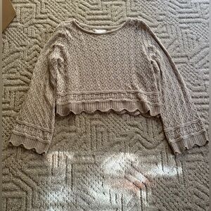Lauren Conrad Gold Crochet Cropped Sweater